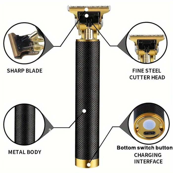 Digital Display Stainless Steel Cutter Head Professional T9 Hair Trimmer Metal Body Men's Electric Shaver Men's Barber Machine