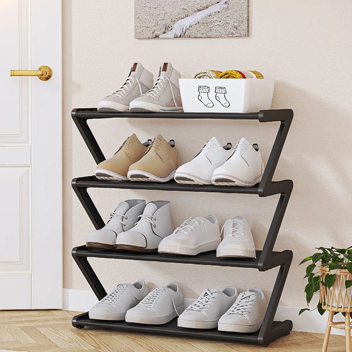 Storage Shoe Stand Organizer For Closet Entryway Hallway, Multi-layer Assembly Z-shaped Shoe Rack, 4-Tier Small Shoe Rack