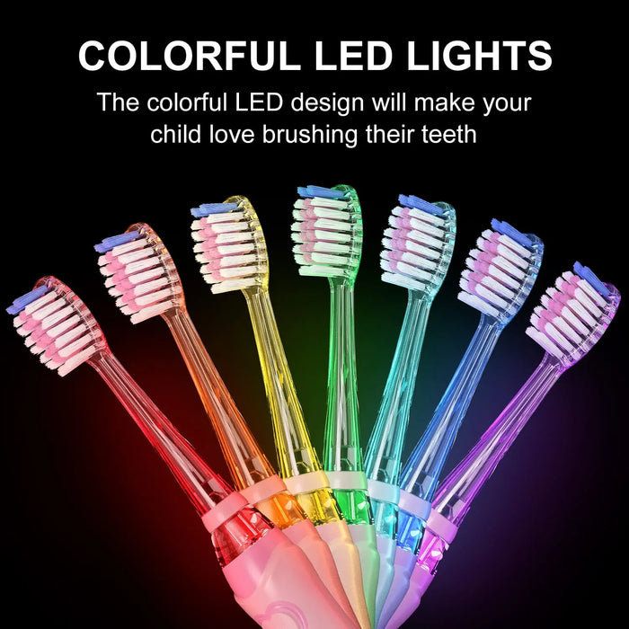 Seago Kids Electric Toothbrush Soft Bristle Sonic Clean Teeth With Colorful LED Light Smart Timer IPX7 Waterproof Kid Toothbrush