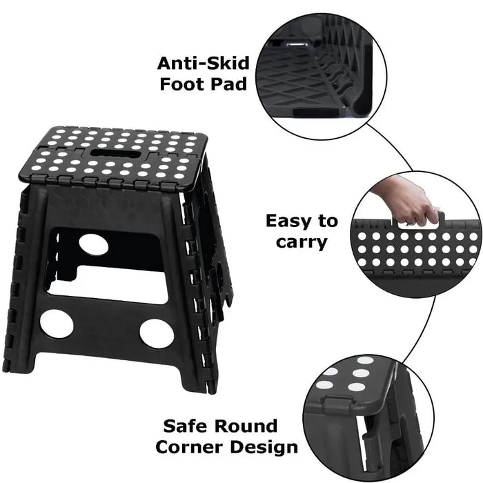 Plastic Folding Step Stool New Black Grey Foldable Dining Stool 150KG Multi Purpose Step Stool Home