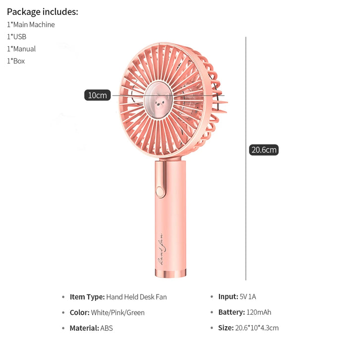 Xiaomi Summer Mini Fan Portable 3 Speed Adjustable Fans USB Rechargeable Desk Handheld Air Conditioner Cooler For Outdoor