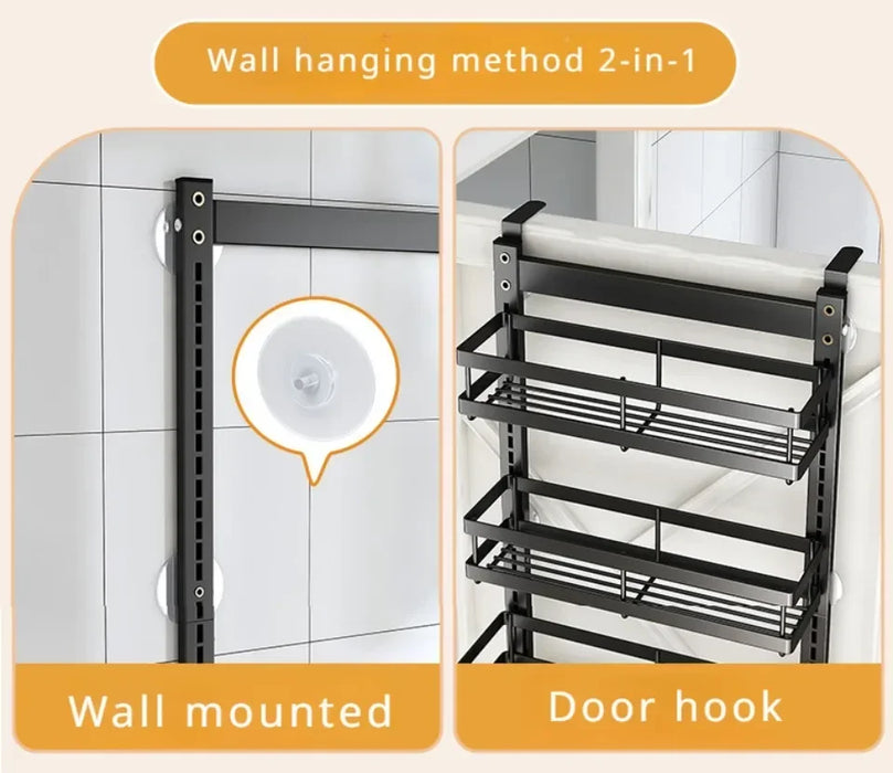 Multi-Layer Wall Mount Rack Bathroom Pantry Door Shelf And Pantry Organizer Storage Racks With Adjustable Basket Kitchen Storage