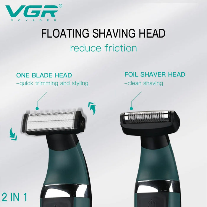 VGR Electric Shaver Hair Trimmer Professional 2 in 1 Shaver Razor Waterproof Beard Trimmer Household Hair Shaving for Men V-393