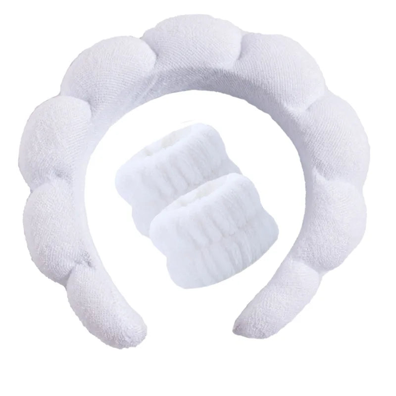 Terry Towel Cloth Headband Face Wash Headband Puffy Makeup Hairbands for Face Washing Soft Shower Wash Wristbands