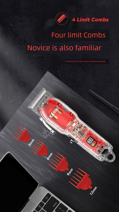 Kemei/Kemei KM-1761 Transparent Body Hair Clipper USB Fast Charging High Power Hair Salon Professional Electric Clipper