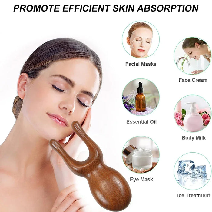 Facial Wood Gua Sha Tool, Nose Shaper Natural Wooden GuaSha Scrapers, Multifunctional Handheld Meridians Acupoint Massage Tool