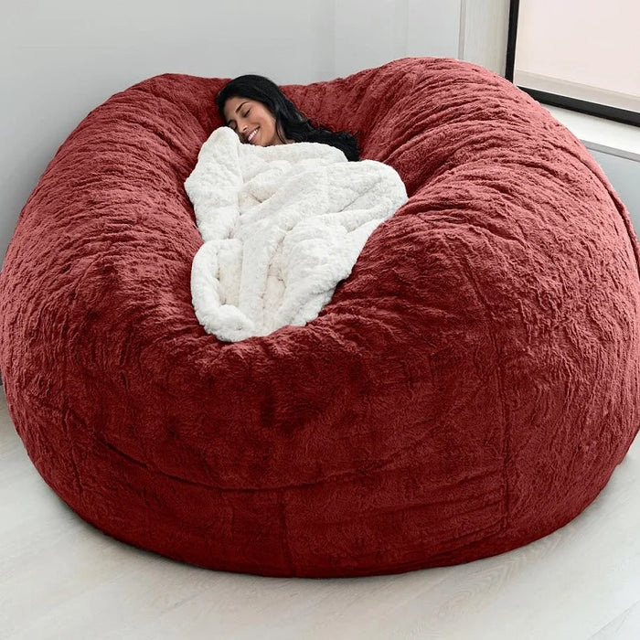 Soft Warm 7FT 183*90cm Giant Bean Bag Cover Fluffy Faux Fur Pouf Sofa Bed Soft Beanbag Couch Relax Recliner Chair Lazy Sofa Coat