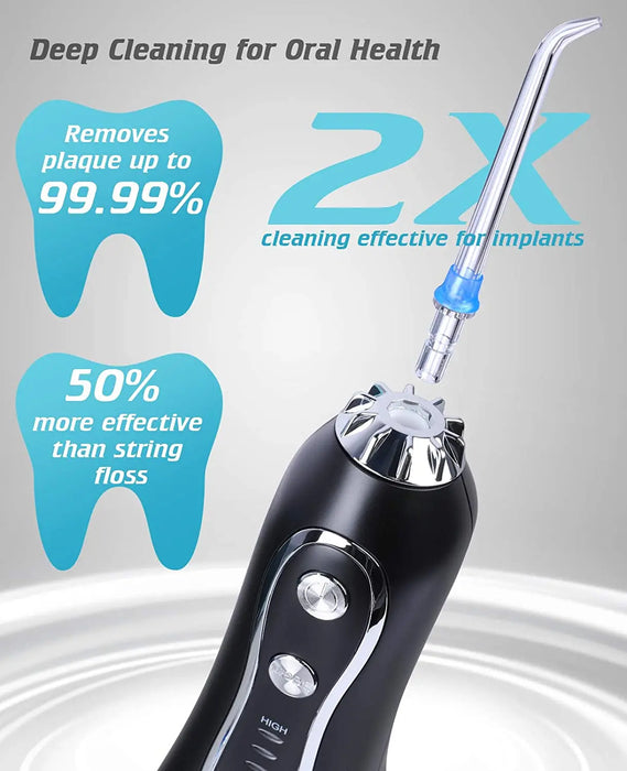 KinseiBeauty Water Flosser Dental Oral Irrigator Teeth Whitenin Portable Dental Flosser USB Rechargeable 5 Modes 300ml Tank