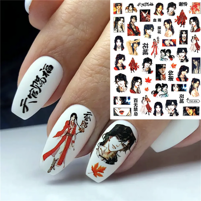 TSC-407 TSC-330 The Love Story of Two Handsome Korean Cartoons  DIY 3D Back glue Nail Art Stickers Decals Sliders