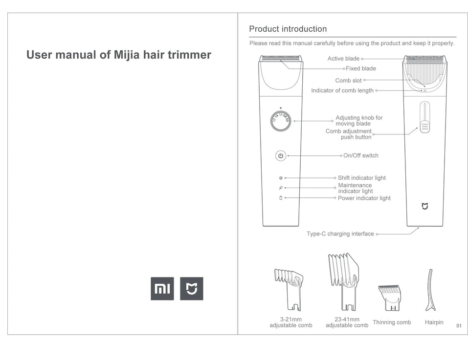 XIAOMI MIJIA Hair Trimmer Machine Hair Clipper IPX7 Waterproof Professional Cordless Men Electric Hair Cutting Barber Trimmers