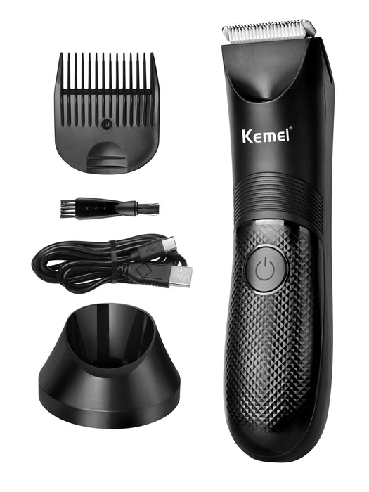 Kemei Electric Hair Clipper Professional Sensitive Area Haircuts Machine IPX7 Waterproof Body Trimmer with Charging Base KM-1838