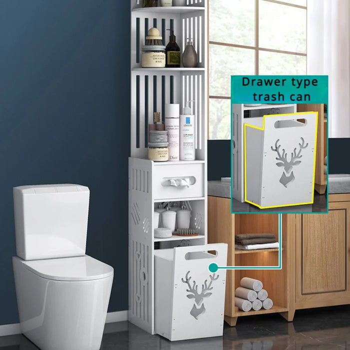 Floor Standing Bathroom Cabinet Multi-Layer Toilet Edge Cabinet Toilet Side Cabinet Storage Slot Storage Cabinet Waterproof