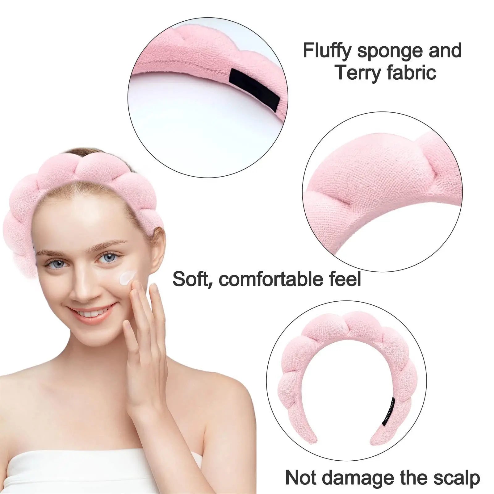 Terry Towel Cloth Headband Face Wash Headband Puffy Makeup Hairbands for Face Washing Soft Shower Wash Wristbands