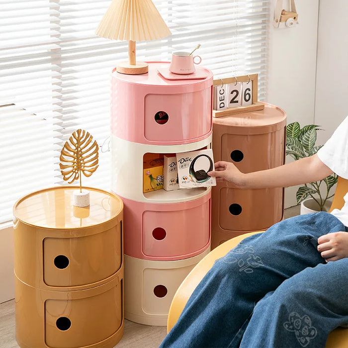 Creative Bedroom Bedside Table Modern Minimalist Round Storage Small Cabinet Large Capacity Plastic Side Cabinet 협탁