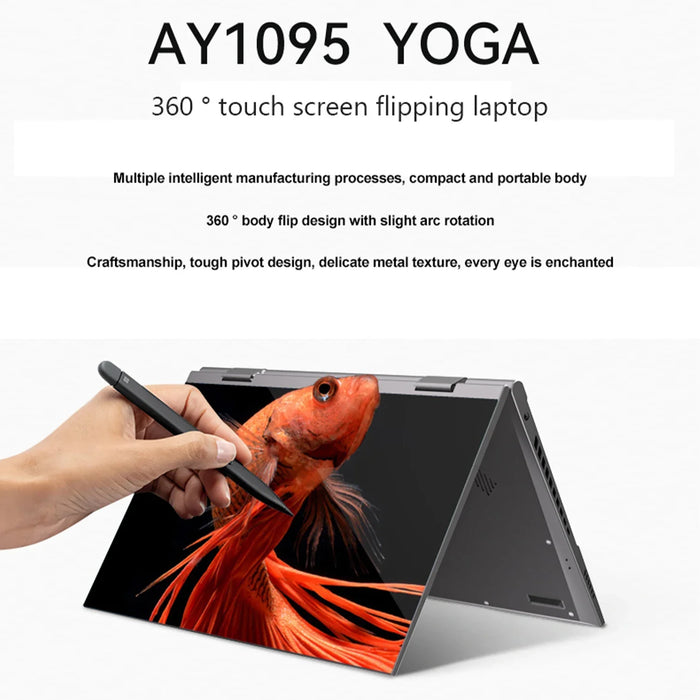 New 10.95 inch 360° Flip OLED Touch Screen Laptop Windows 11 Intel N95 16GB DDR5 RAM 2TB SSD ROM Aluminum alloy body