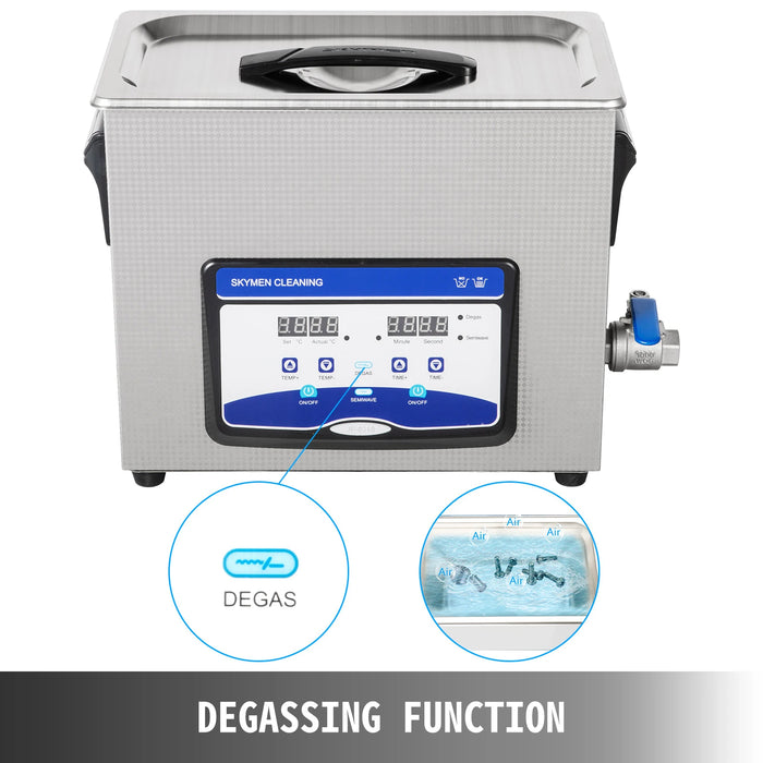 VEVOR 6.5L Ultrasonic Cleaner w/ Degassing Function Portable Ultrasonic Washing Machine Sonic Home Appliance for Glasses Jewelry