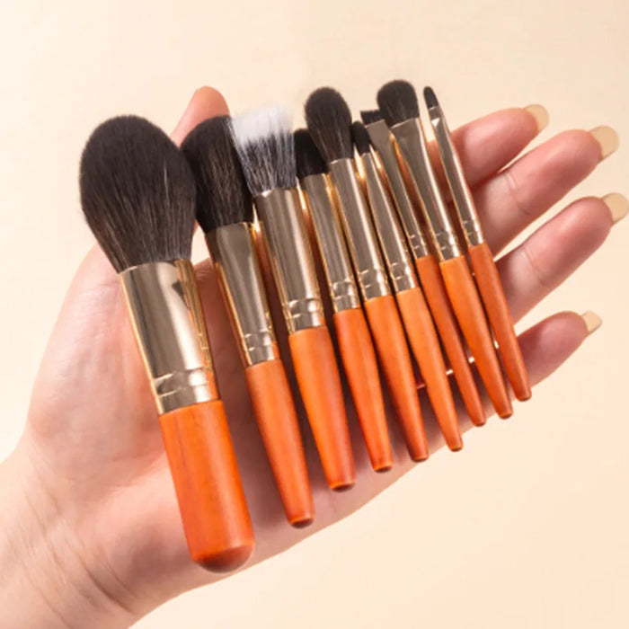 9Pcs/lot Mini Makeup Brush Set Portable Travel Cosmetic Brushes Kit Eyeshadow Foundation Powder Brushes Beauty Makeup Tools