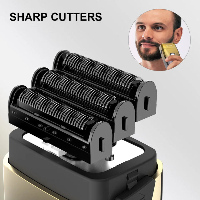 All-metal powerful foil electric shaver hair durable triple head shaving machine for men beard electric razor barber tool