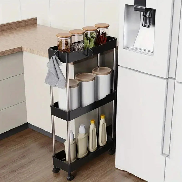 Rolling Utility Cart Bathroom Cart On Wheels Slim Utility Bathroom Mobile Shelving Cart Multi-Layer Storage Trolley For Kitchen