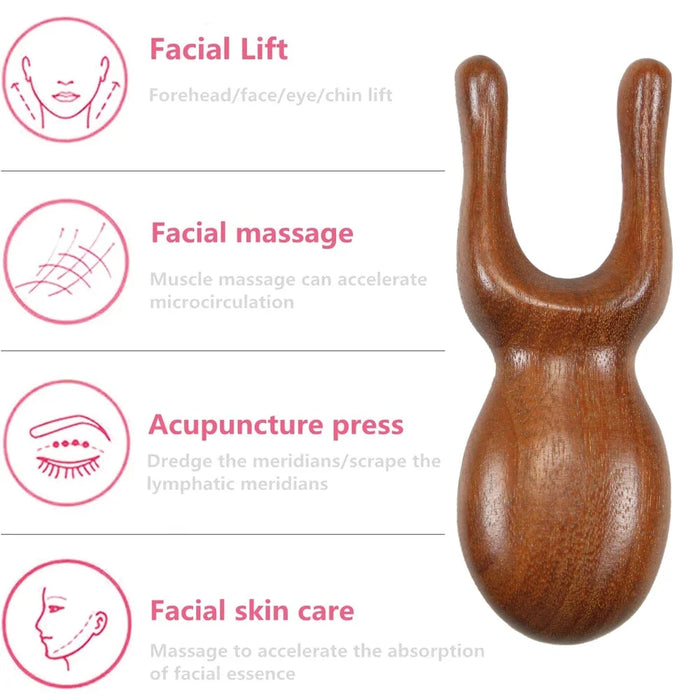 Facial Wood Gua Sha Tool, Nose Shaper Natural Wooden GuaSha Scrapers, Multifunctional Handheld Meridians Acupoint Massage Tool