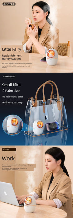 Remax Cute Pet Space Capsule Humidifier Ultra-Quiet Nano Fine Sprays USB Portable Small Night Lamp Automatic Power off Neutral