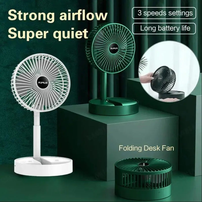 Multifunctional Folding Desktop Fan Large Wind Power Mute USB Fan Rechargeable Portable Telescopic Fan USB Charging Folding Tele