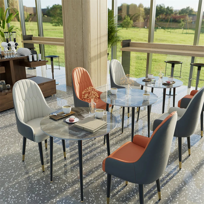 LUVODI PU Leather Dining Chairs with Arms Modern Kitchen Dining Room Chairs with Metal Legs for Hotels,Restaurants,Apartments