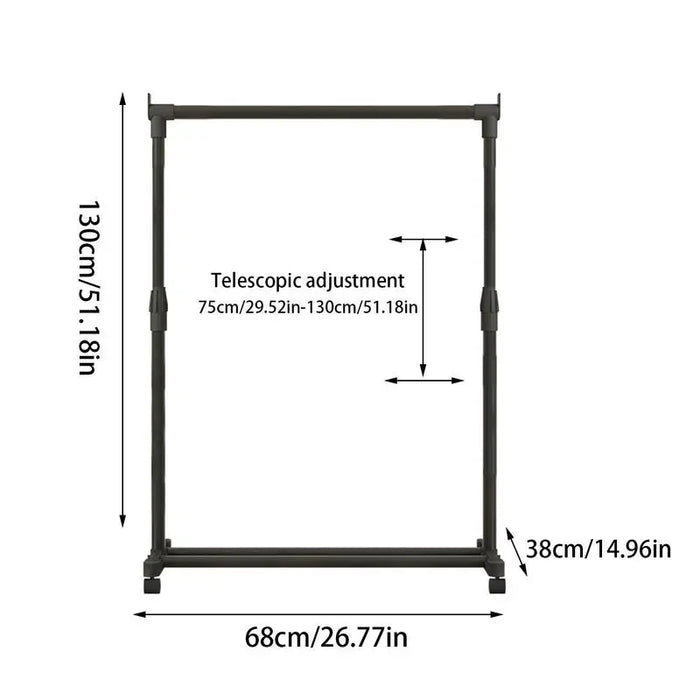 Telescopic Drying Rack Telescopic Metal Clothes Rack With Wheels Movable Easy Wheeled Hanging Clothes Rack Floor Standing