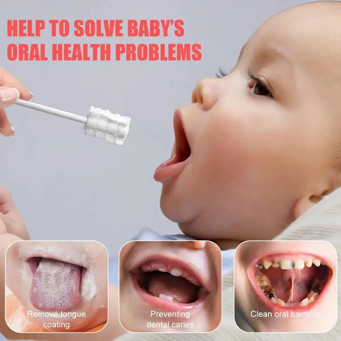 30 Pcs/Box Baby Tongue Cleaner Disposable Gauze Toothbrush Paper Rod Infant Oral Cleaning Brush Stick Dental Care