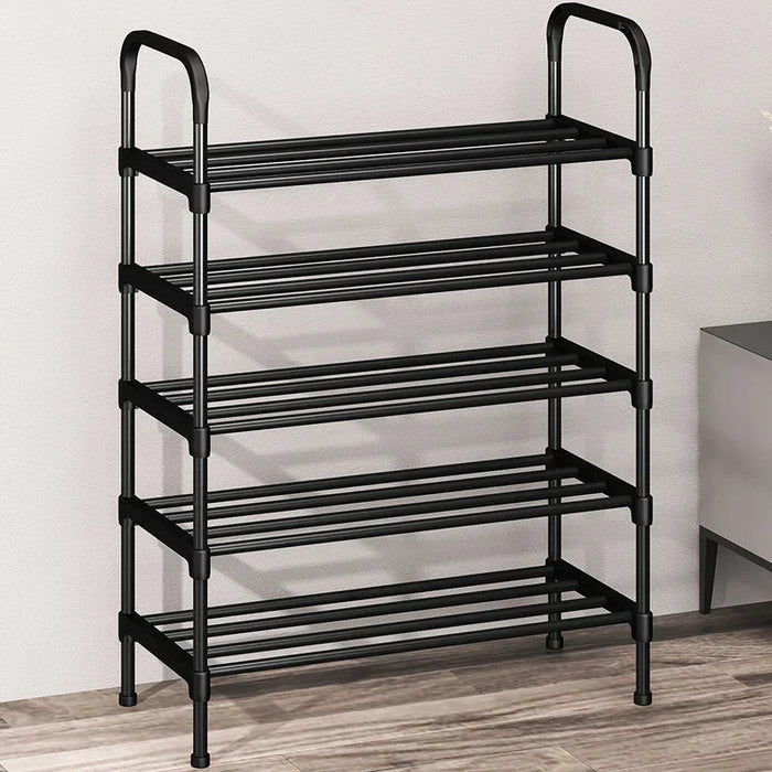 Simple Shoe Rack Metal Shoe Shelf Footwear Shoe Rack Living Room Space Saving Shoes Organizer Stand Holder Black Shoe Shelf