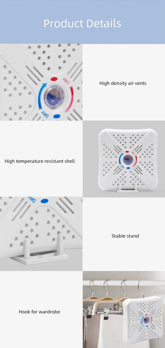 Portable Air Dryer Reusable Moisture Absorbent Dehumidifier Mold Prevention Humidity Dehumidifier for Wardrobe Bedroom