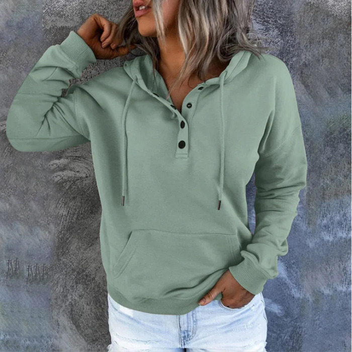 European and N Women's Long-sleeved Loose Casual Hooded Drawstring Pocket Hoodie