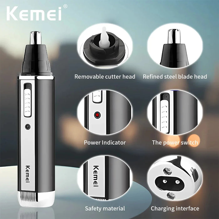 Kemei KM-6630 4 in 1 Nose Eyebrow Hair Beard Trimmer Rechargeable Electric Shaver Nose Ear Trimmer With Temple Cut for Men