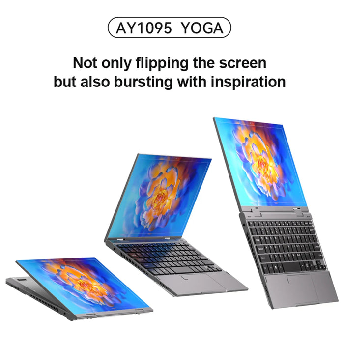 New 10.95 inch 360° Flip OLED Touch Screen Laptop Windows 11 Intel N95 16GB DDR5 RAM 2TB SSD ROM Aluminum alloy body