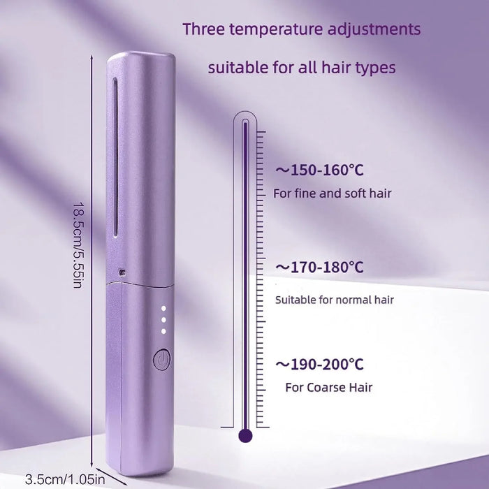 Anti-Scald Hair Straightener Brush 3 Levels 60s Heat Up Cordless Rechargeable Hot Comb 4000mAh Battery Straightener Brush