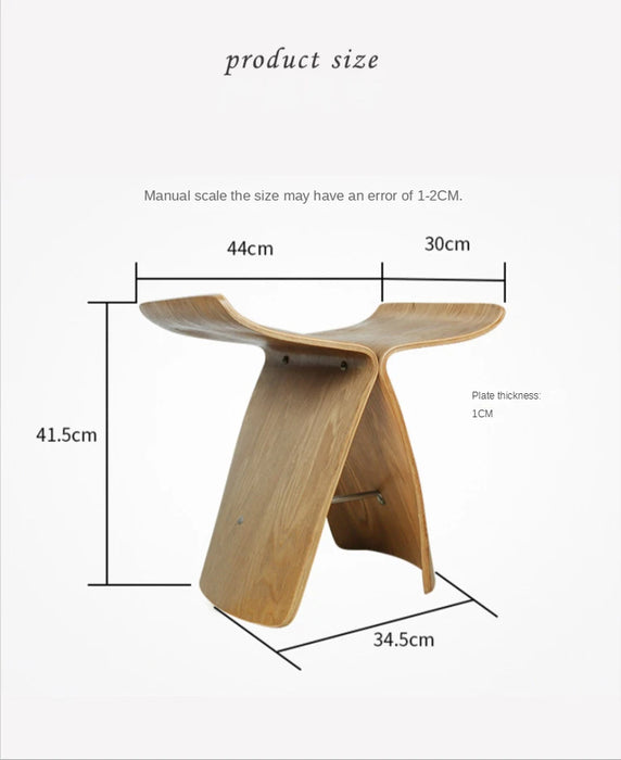 Creative Wood Butterfly Stool Solid Wood Foot Stool Home Adult European Curved Wooden Bench Living Room Walnut Shoe Bench