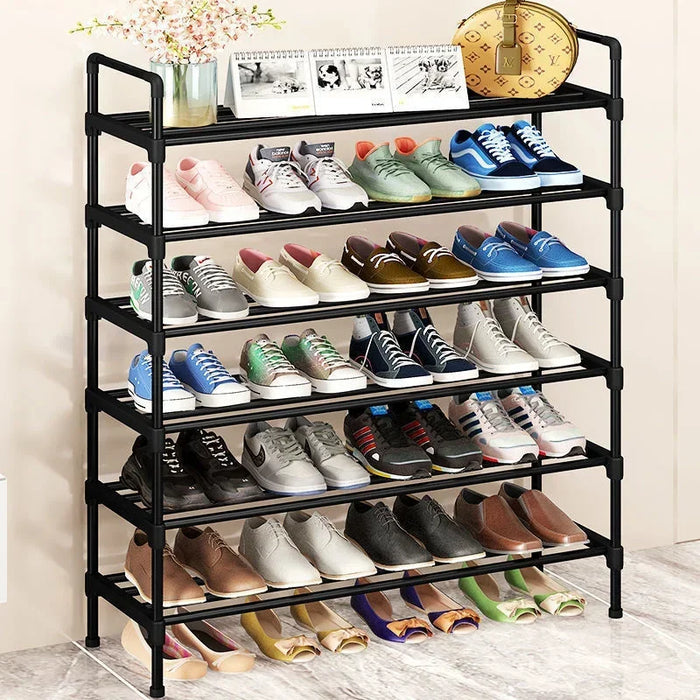 Simple Shoe Rack Metal Shoe Shelf Footwear Shoe Rack Living Room Space Saving Shoes Organizer Stand Holder Black Shoe Shelf