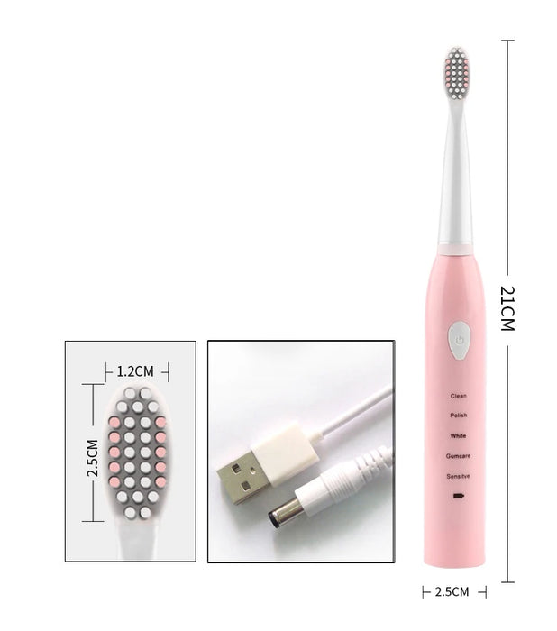 Electric Toothbrush Powerful Ultrasonic Sonic USB Charge Rechargeable Tooth Washable Electronic Whitening Timer Teeth Brush J110