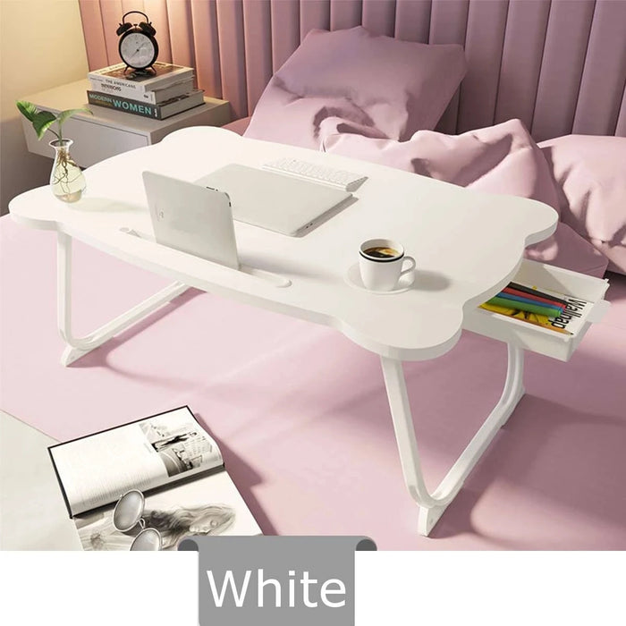 Pink Portable Folding Laptop Stand Holder Study Table Desk Wooden Foldable Computer Desk for Bed Sofa Tea Serving Table