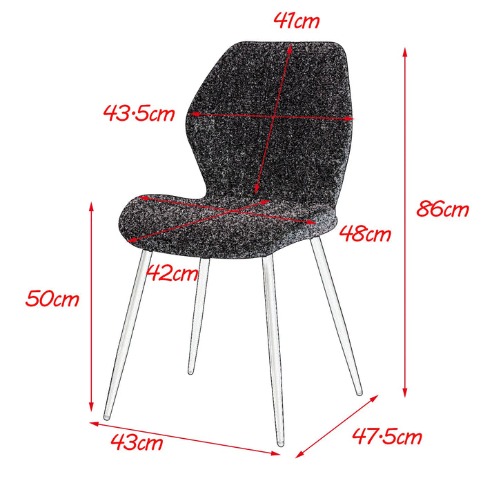 EGOONM A Set of 4 Dining Chairs Upholstered Padded Linen Fabric Kitchen Chairs Metal Legs for Balcony Restaurant  Dining Room