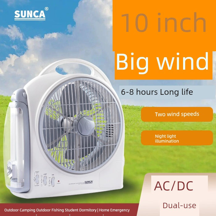 Sunca Xinjia Desk Fan Student Household 10-Inch Mute Outdoor Portable Desktop Light Rechargeable Fan Ultra-Long Life Battery