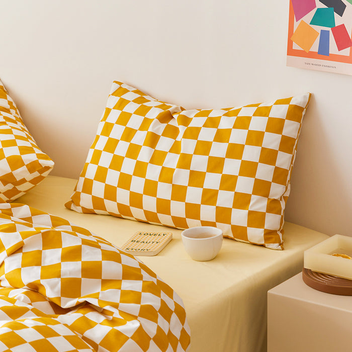 Simple Style Chessboard Plaid Cotton Pillowcase