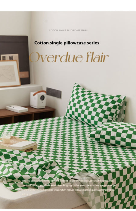 Simple Style Chessboard Plaid Cotton Pillowcase